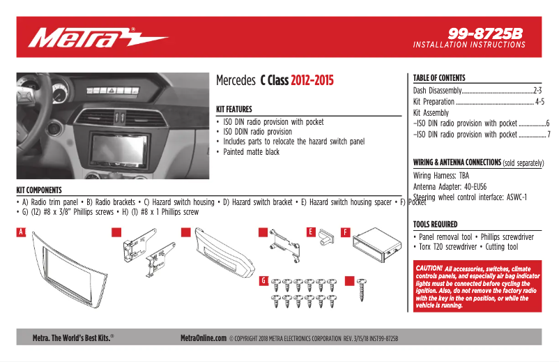 Page n°1 - Manuel utilisateur Metra 99-8725B
