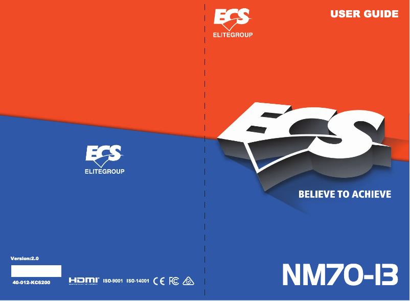 Page 1 de la notice Manuel utilisateur ECS NM70-I3