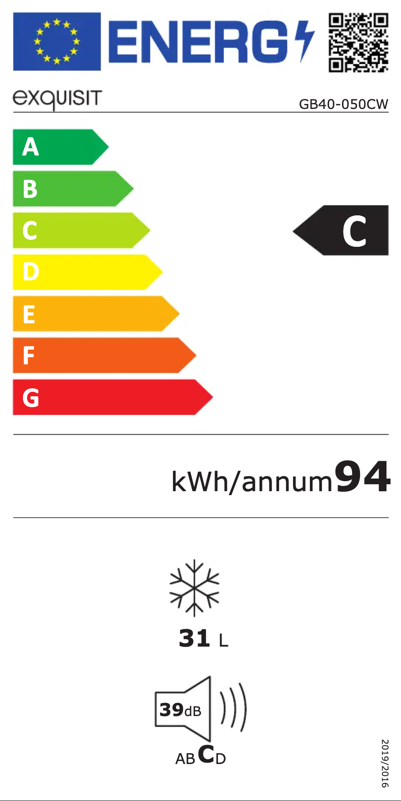 Page 1 de la notice Manuel utilisateur Exquisit GB40-050CW