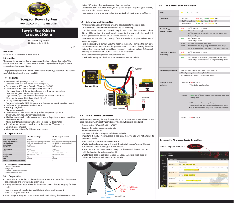Image de la première page du manuel de l'appareil Vanguard S3-80
