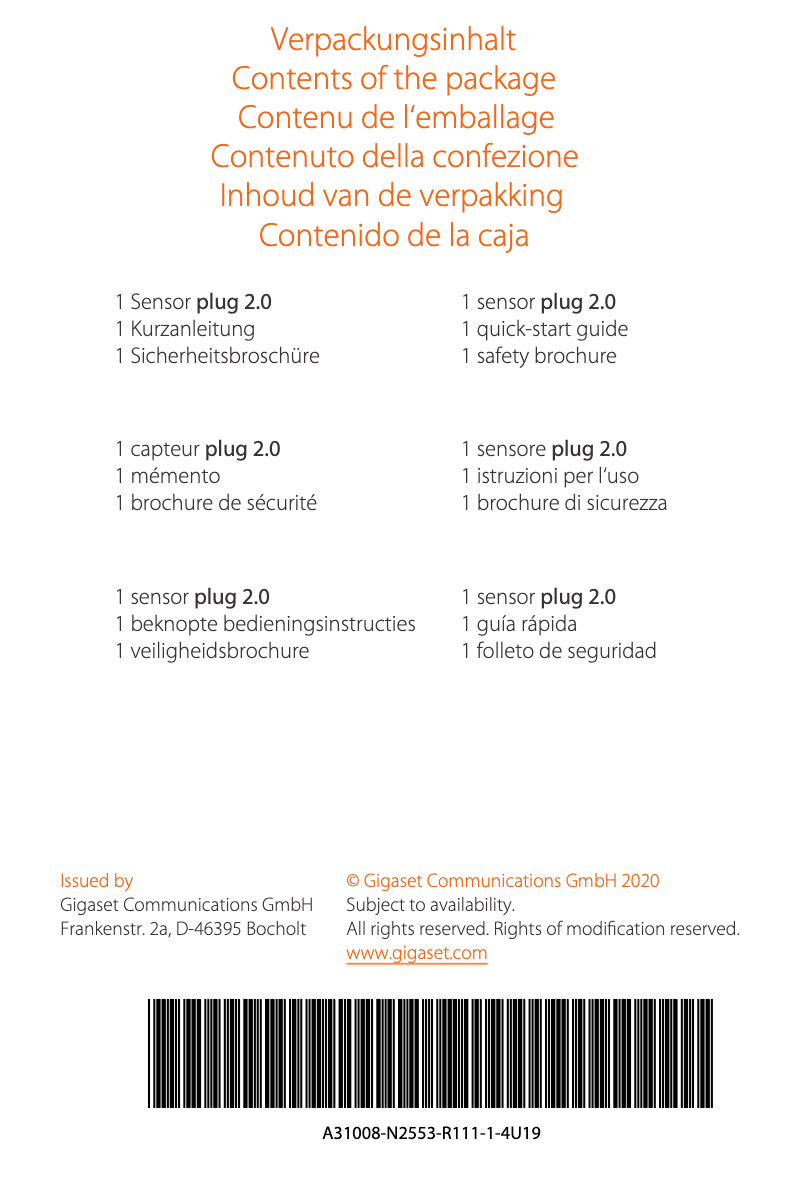 Page 1 de la notice Manuel utilisateur Gigaset Plug 2.0 ONE X