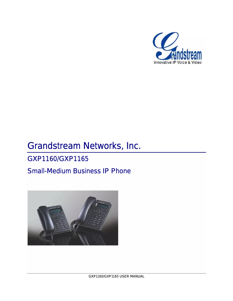 Page n°1 - Manuel utilisateur Grandstream GXP1165