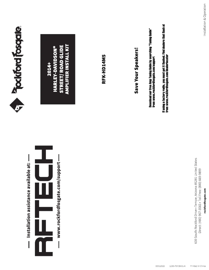 Page n°1 - Manuel utilisateur Rockford Fosgate RFK-HD14M5