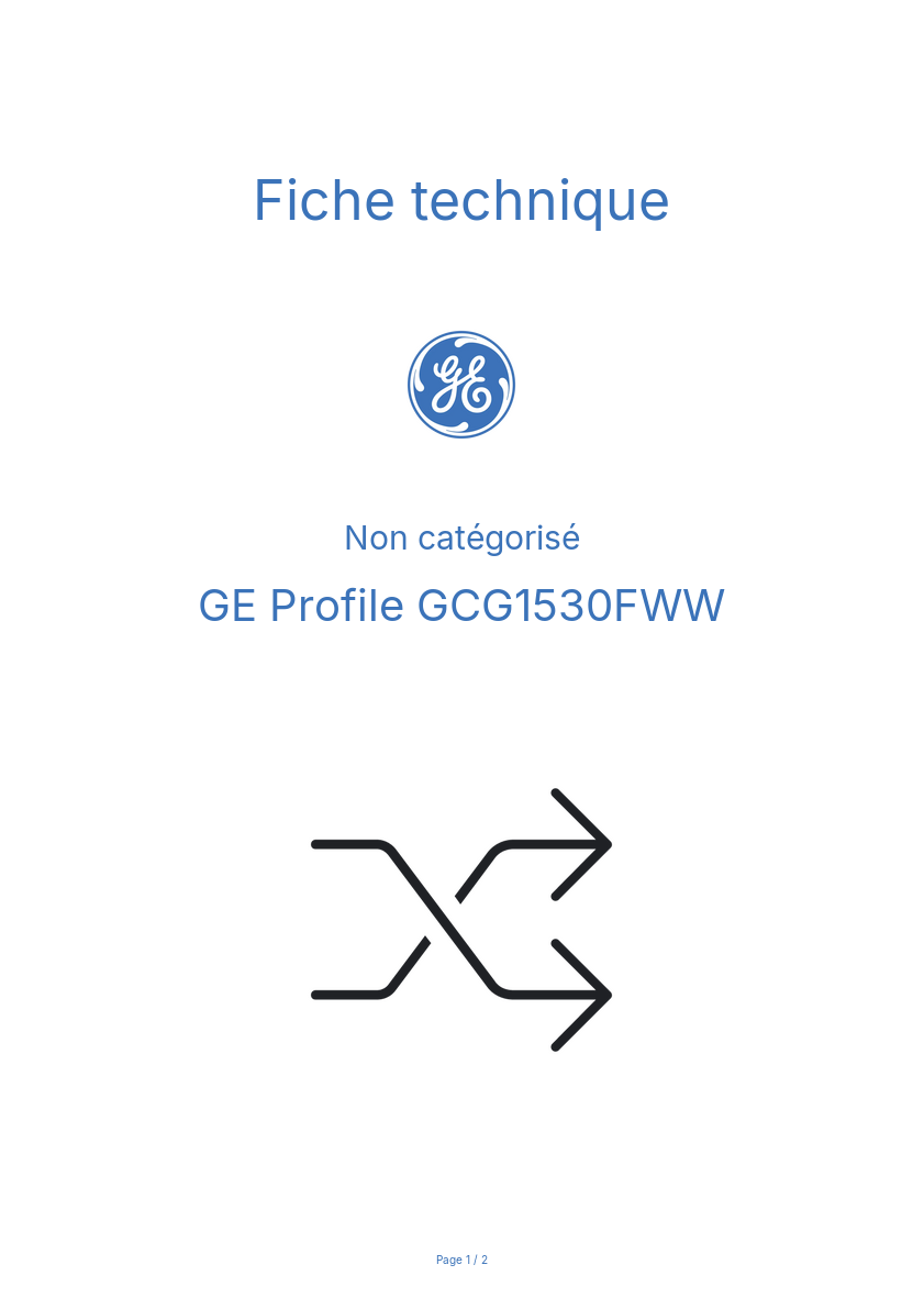 Page n°1 - Fiche technique GE Profile GCG1530FWW