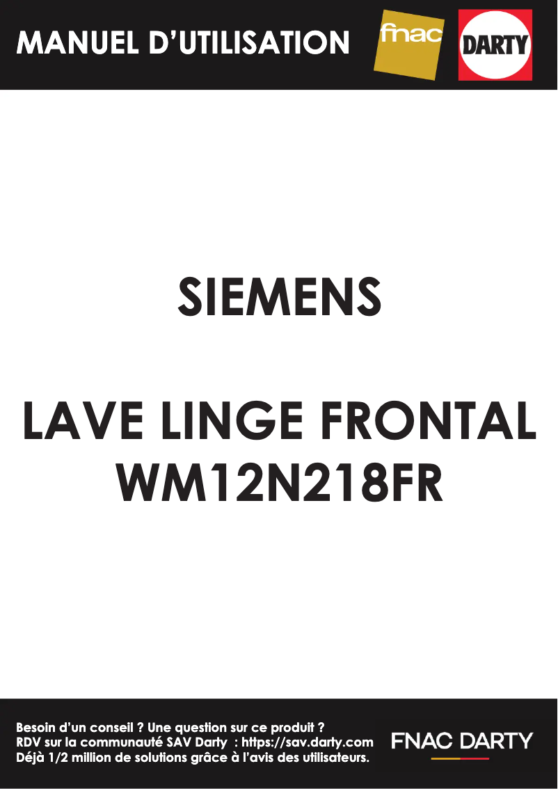 Page 1 de la notice Manuel utilisateur Siemens iQ300 WM12N218FR