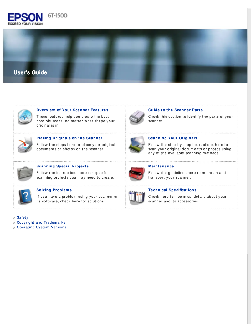Page 1 de la notice Manuel utilisateur Epson WorkForce GT-1500