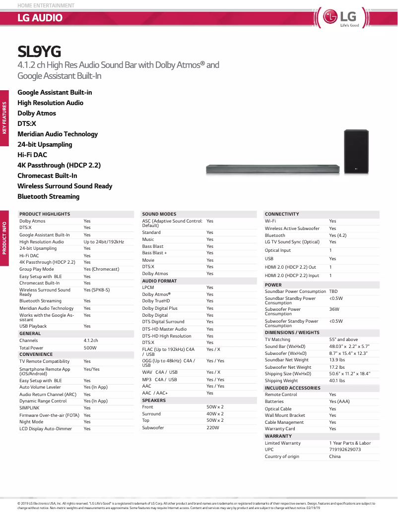 Image de la première page du manuel de l'appareil SL9YG