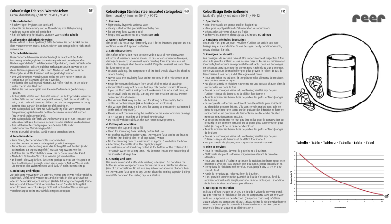 Image de la première page du manuel de l'appareil ColourDesign 90412