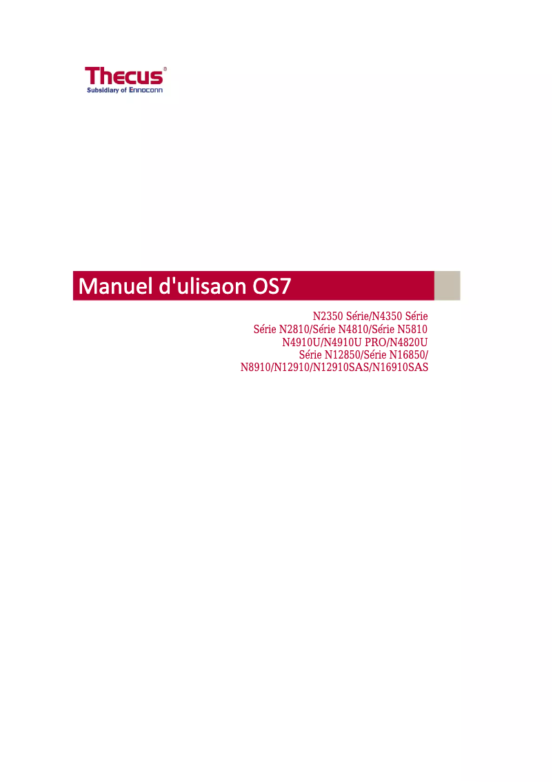 Page n°1 - Manuel utilisateur Origin Storage Thecus N2810+