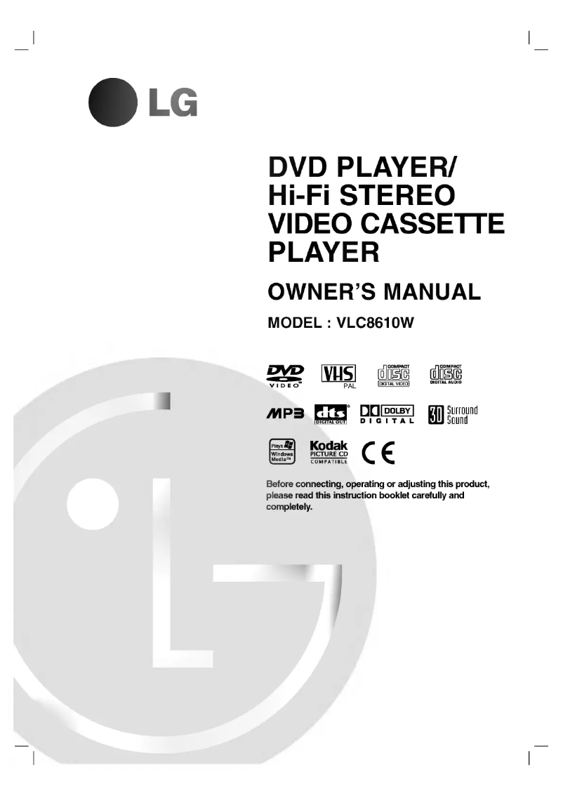 Page n°1 - Manuel utilisateur LG VLC8610W1K