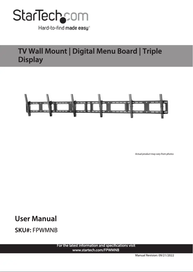Page 1 de la notice Manuel utilisateur StarTech.com FPWMNB