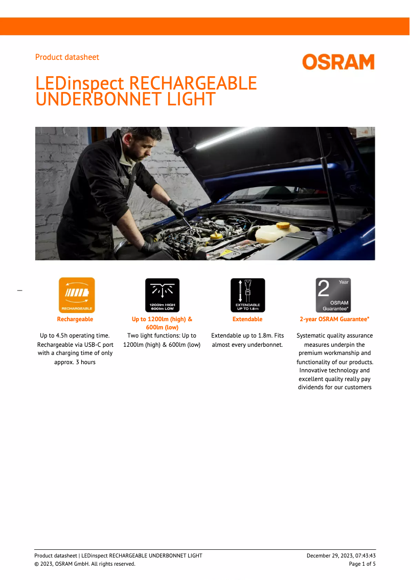 Page n°1 - Manuel utilisateur Osram LEDinspect RECHARGEABLE