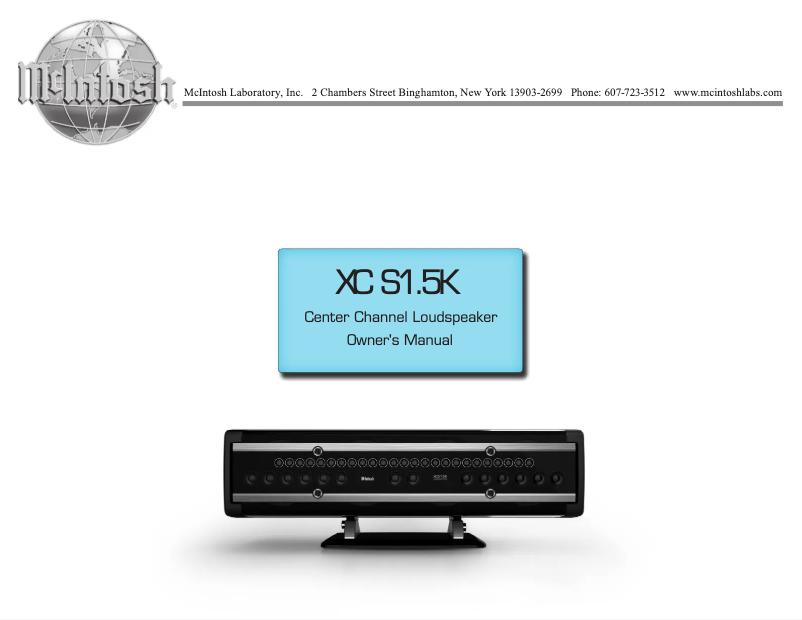 Page n°1 - Manuel utilisateur McIntosh XCS1.5K