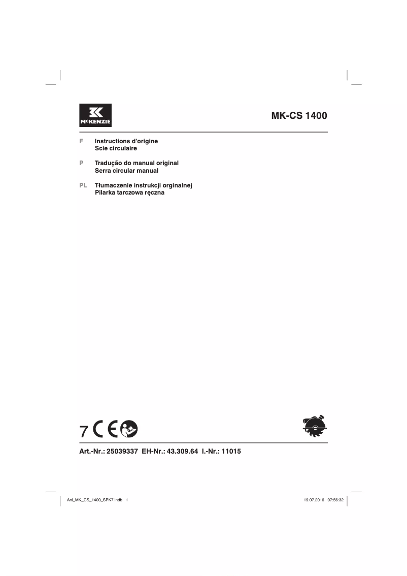 Image de la première page du manuel de l'appareil MK-CS 1400