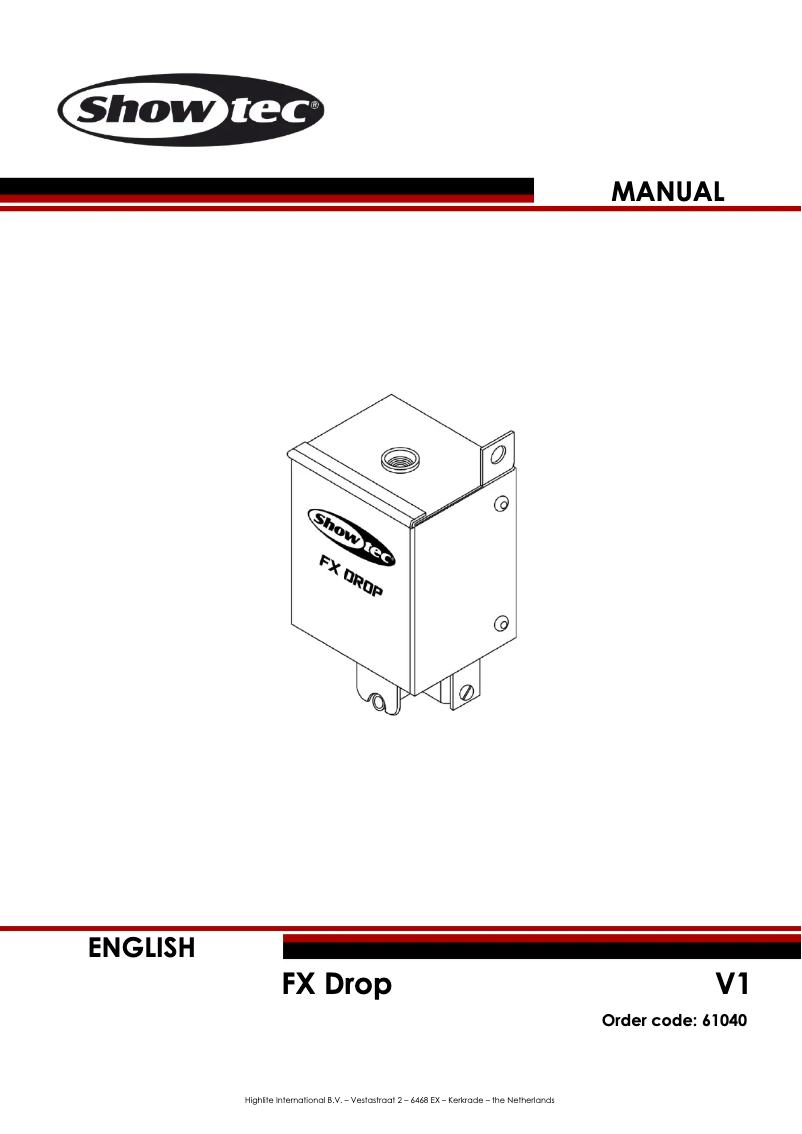 Page n°1 - Manuel utilisateur Showtec FX Drop