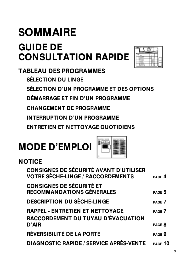 Image de la première page du manuel de l'appareil AWZ 3309