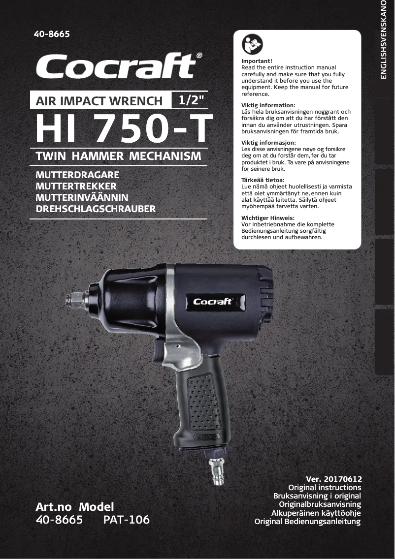 Page 1 de la notice Manuel utilisateur Cocraft HI 750-T 1