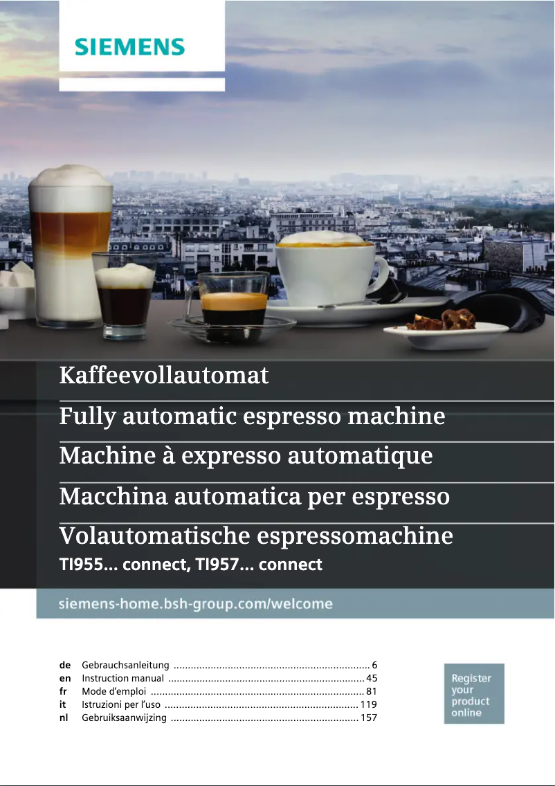 Page n°1 - Manuel d'utilisation et d'entretien Siemens EQ.9 Plus connect extraKlasse TI957FX1DE