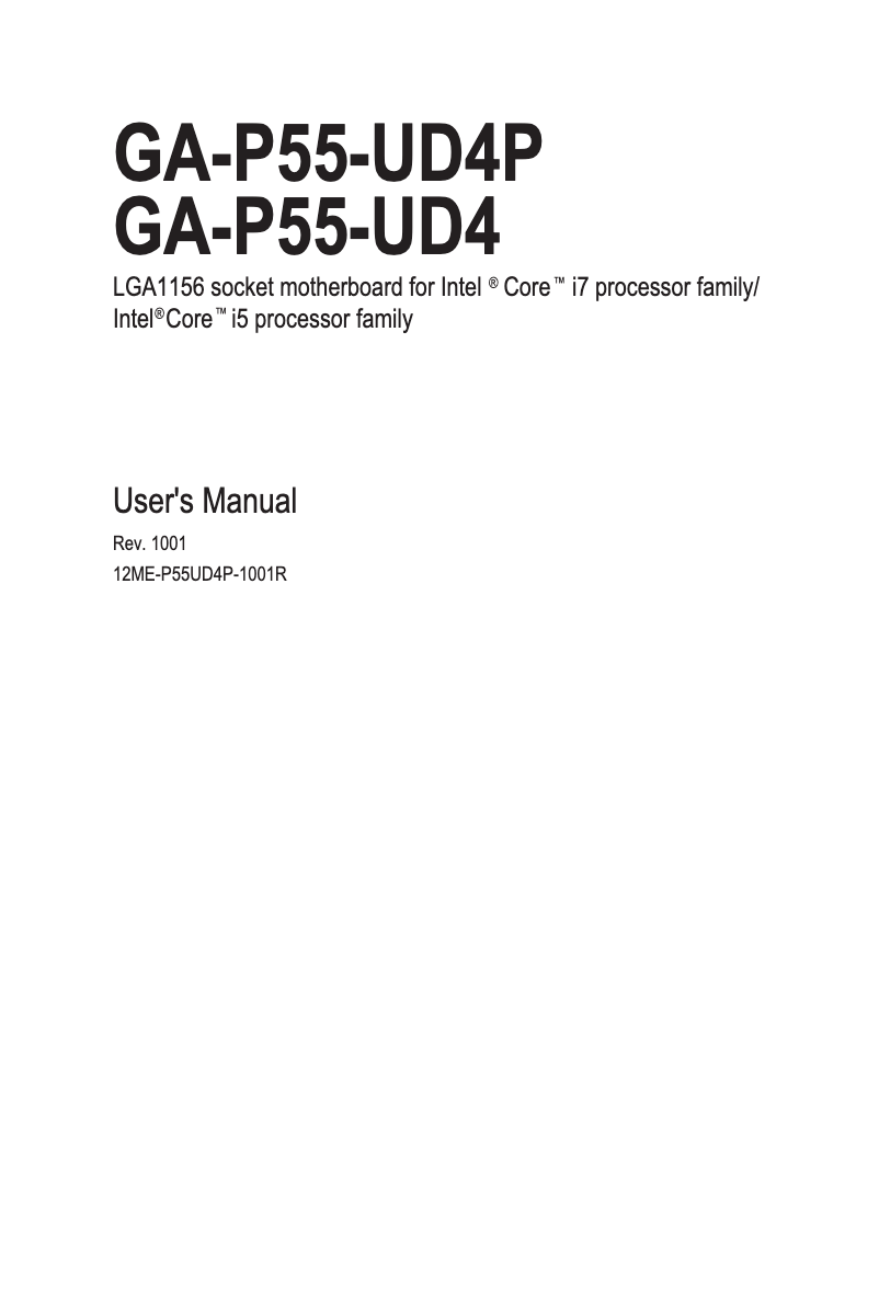 Page n°1 - Manuel utilisateur Gigabyte P55-UD4