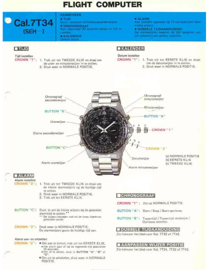 Page n°1 - Manuel utilisateur Seiko 7T34