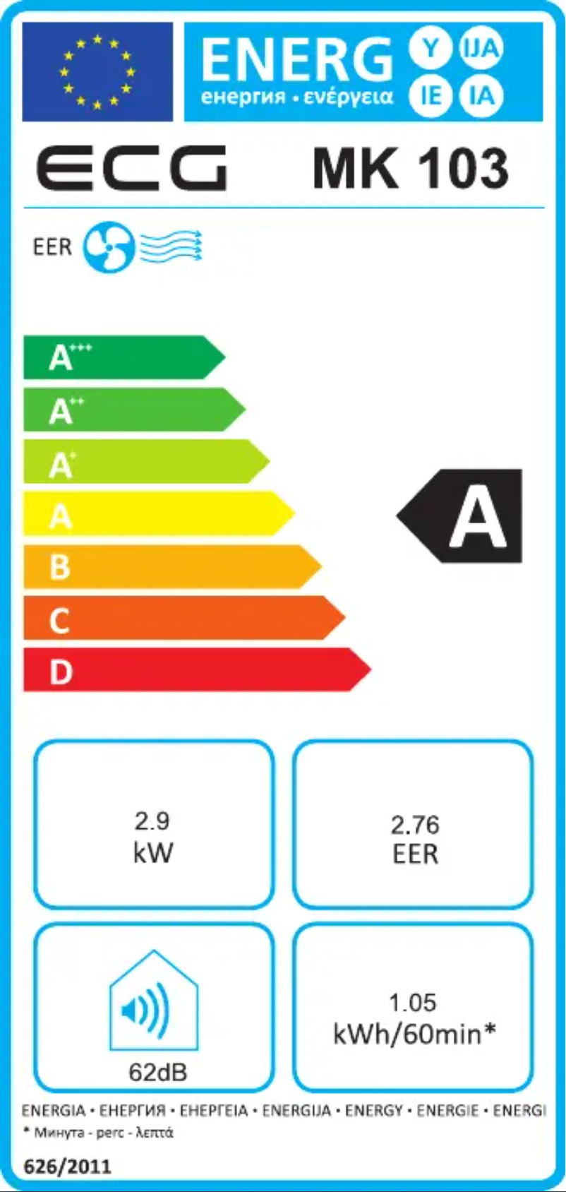 Page 1 of the manual Energy Label ECG MK 103