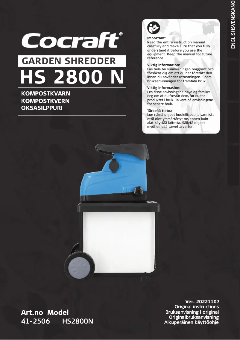 Page 1 de la notice Manuel utilisateur Cocraft HS2800N