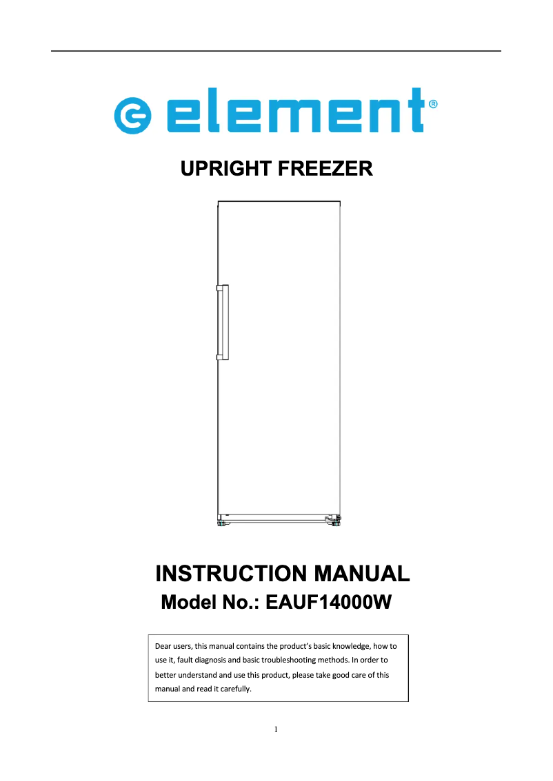 Page 1 de la notice Manuel utilisateur Element EAUF14000W