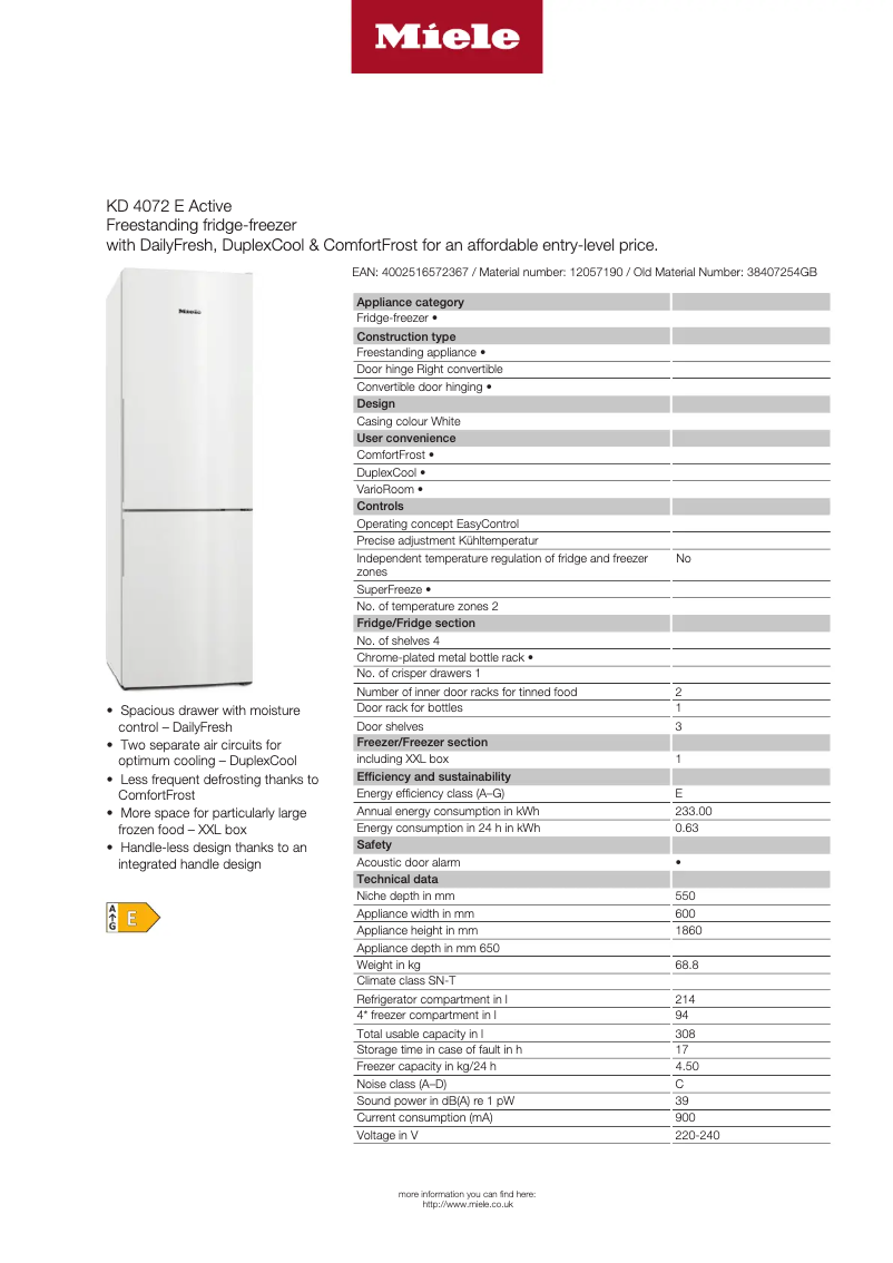 Image de la première page du manuel de l'appareil KD 4072 E Active