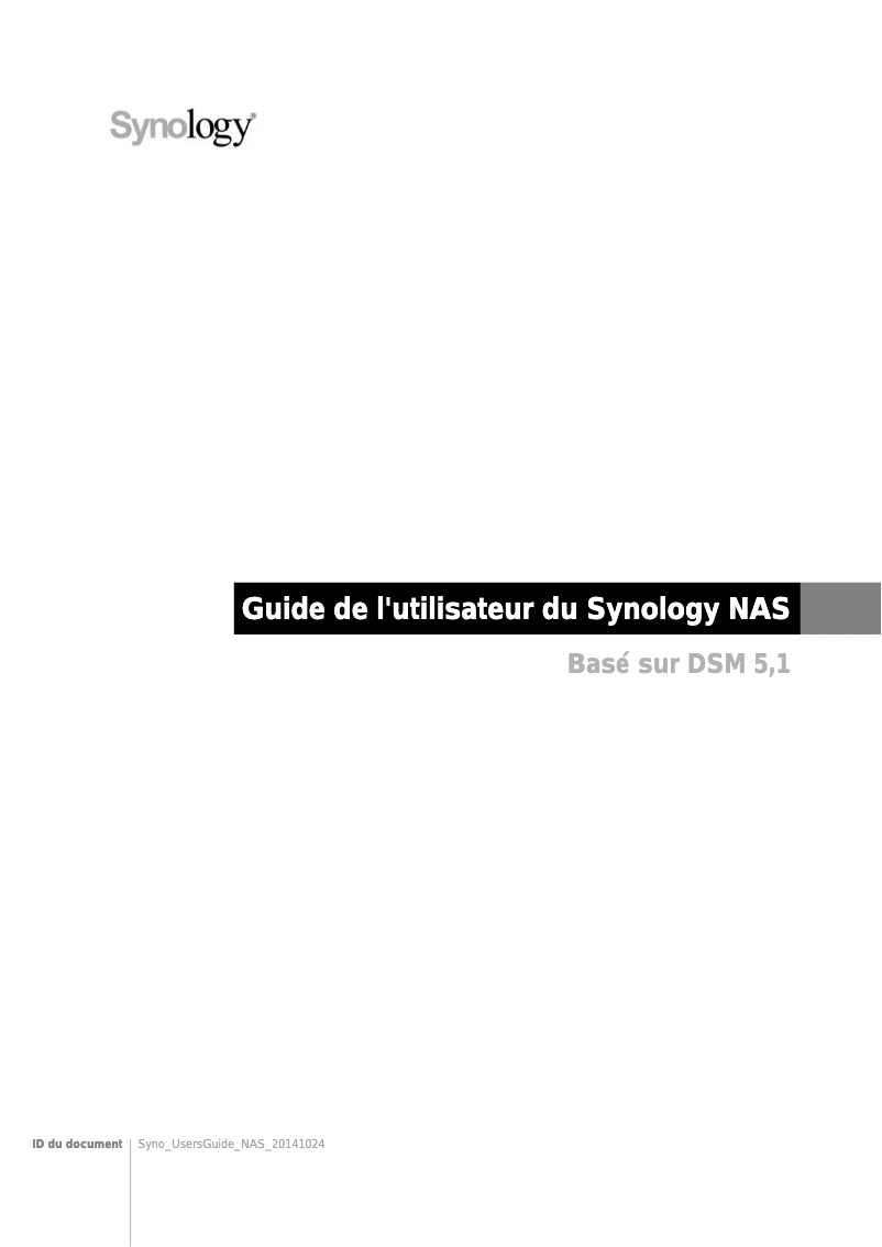 Page 1 de la notice Manuel utilisateur Synology DiskStation DS214+