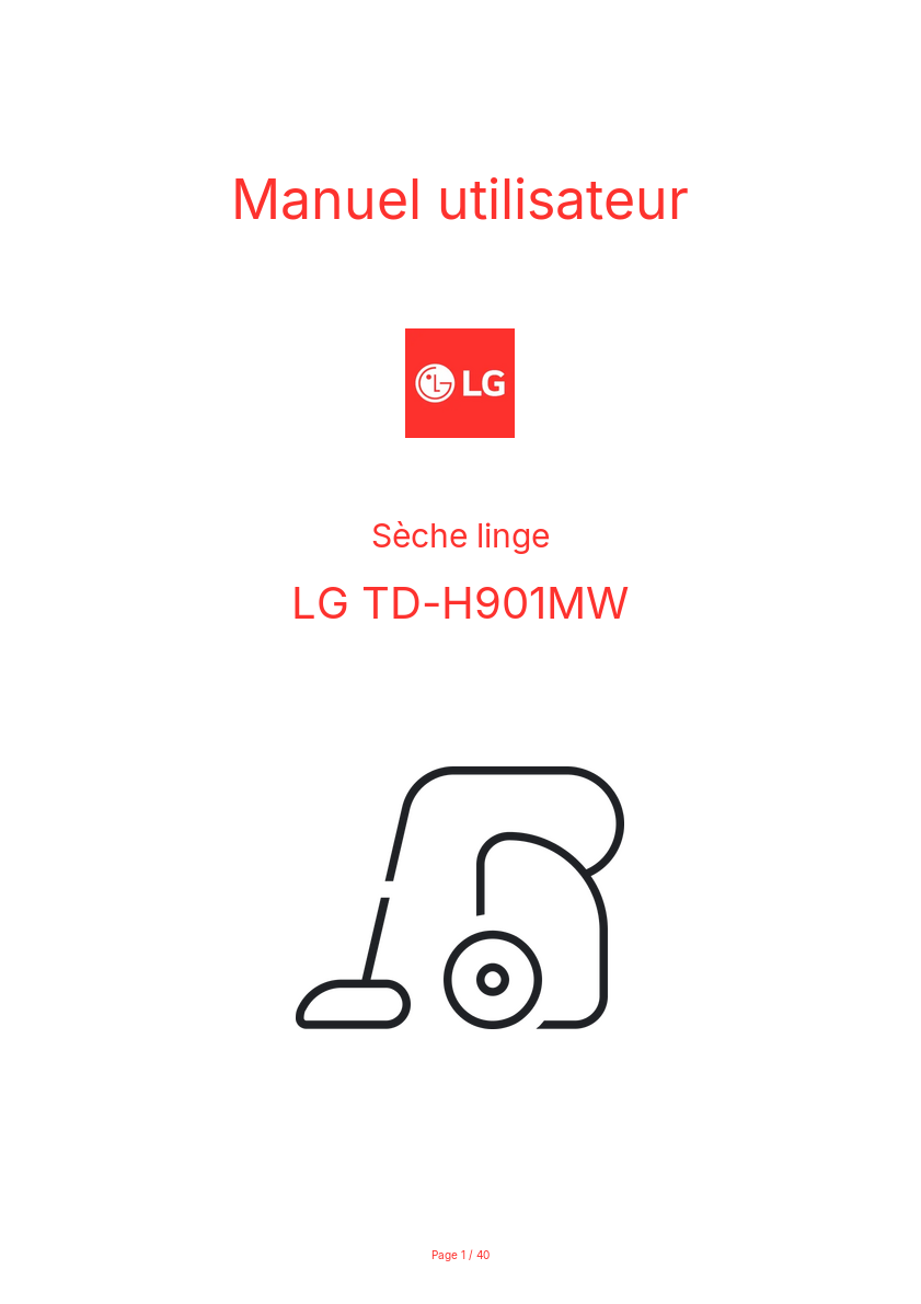 Page n°1 - Manuel utilisateur LG TD-H901MW