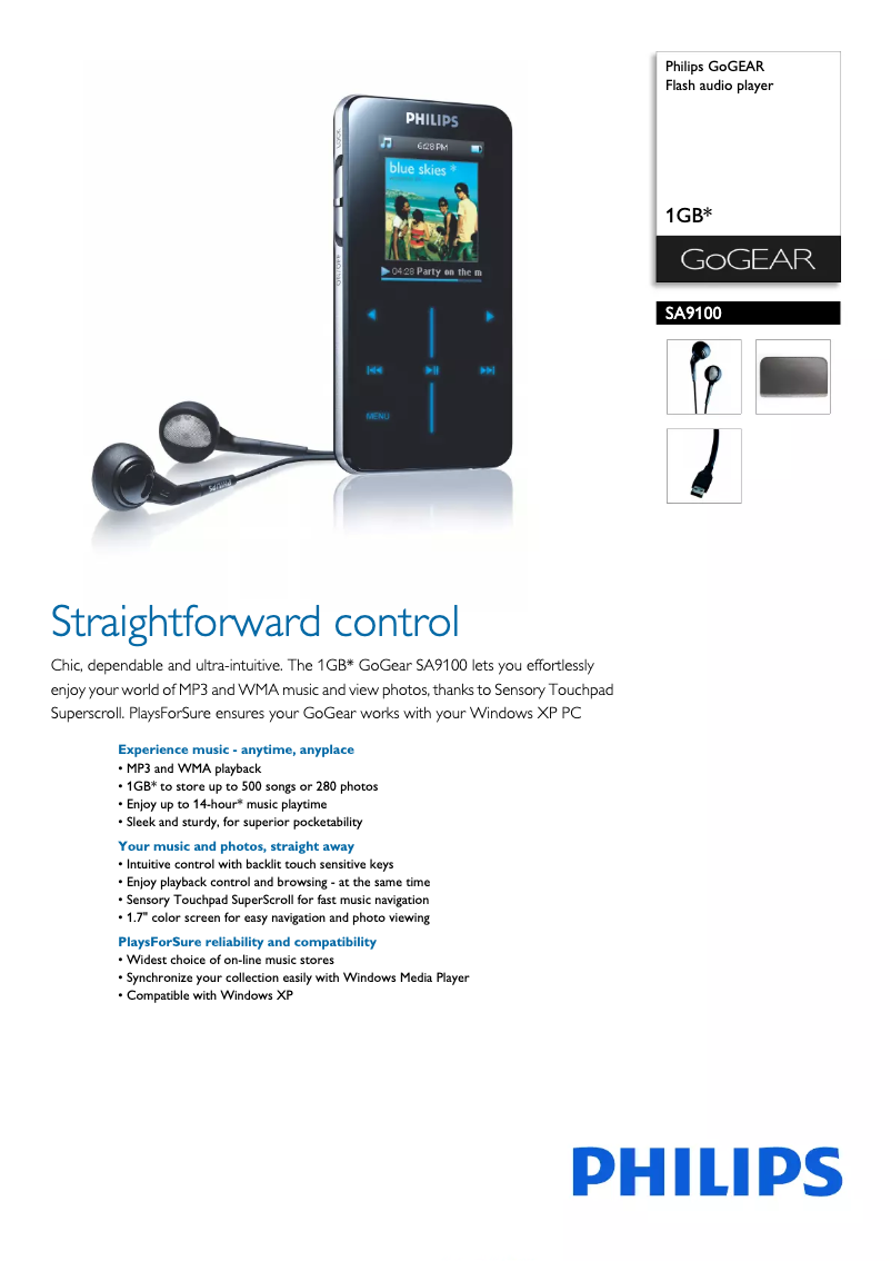 Imagen de la primera página del manual del dispositivo GoGear SA9100