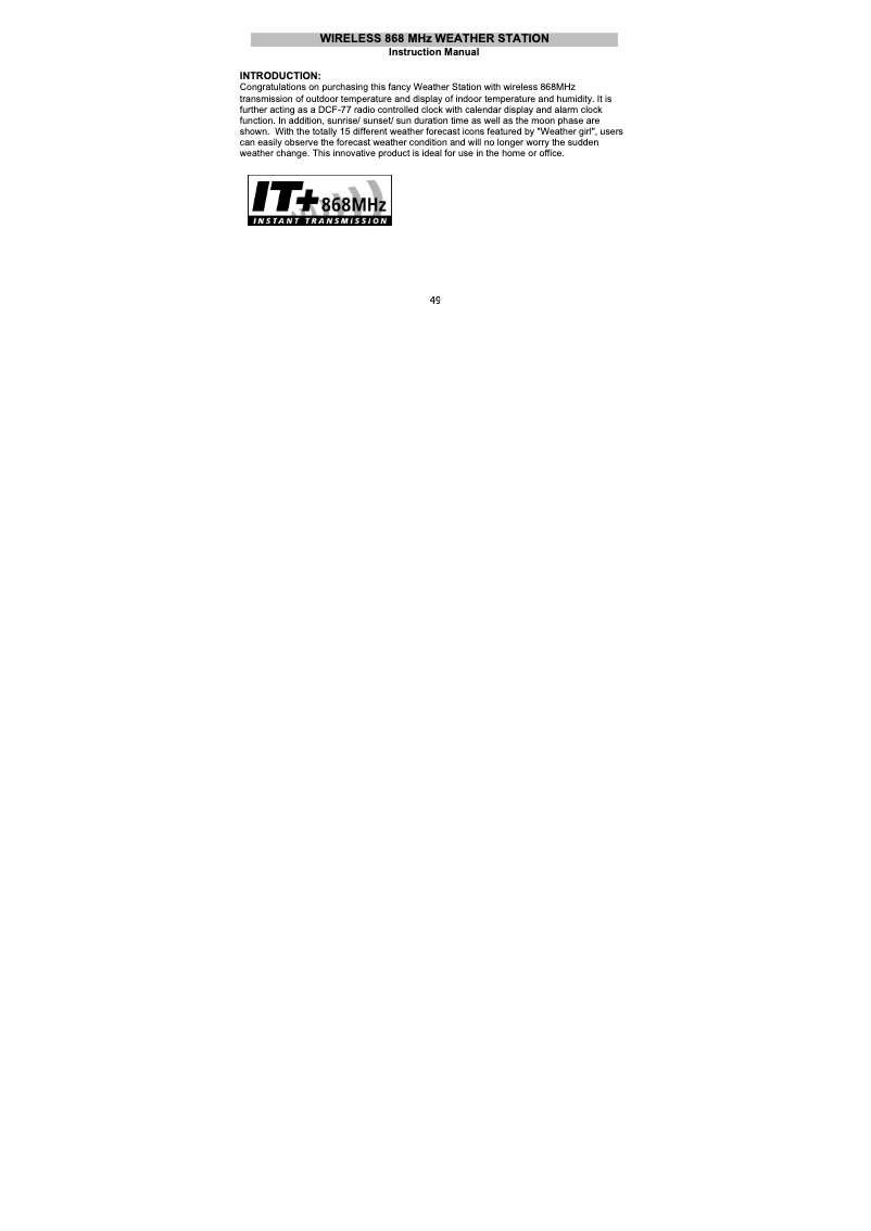 Page 1 de la notice Manuel utilisateur TFA 30.3147.IT