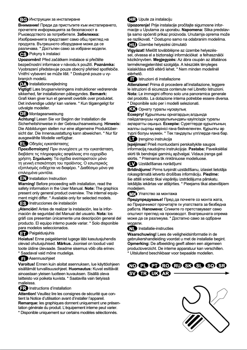 Page n°1 - Guide d'installation Electrolux KNT3LF34W1