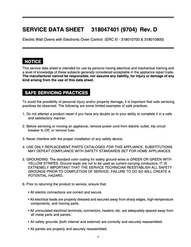 Page 1 de la notice Manuel utilisateur Frigidaire PLEB30S8CC