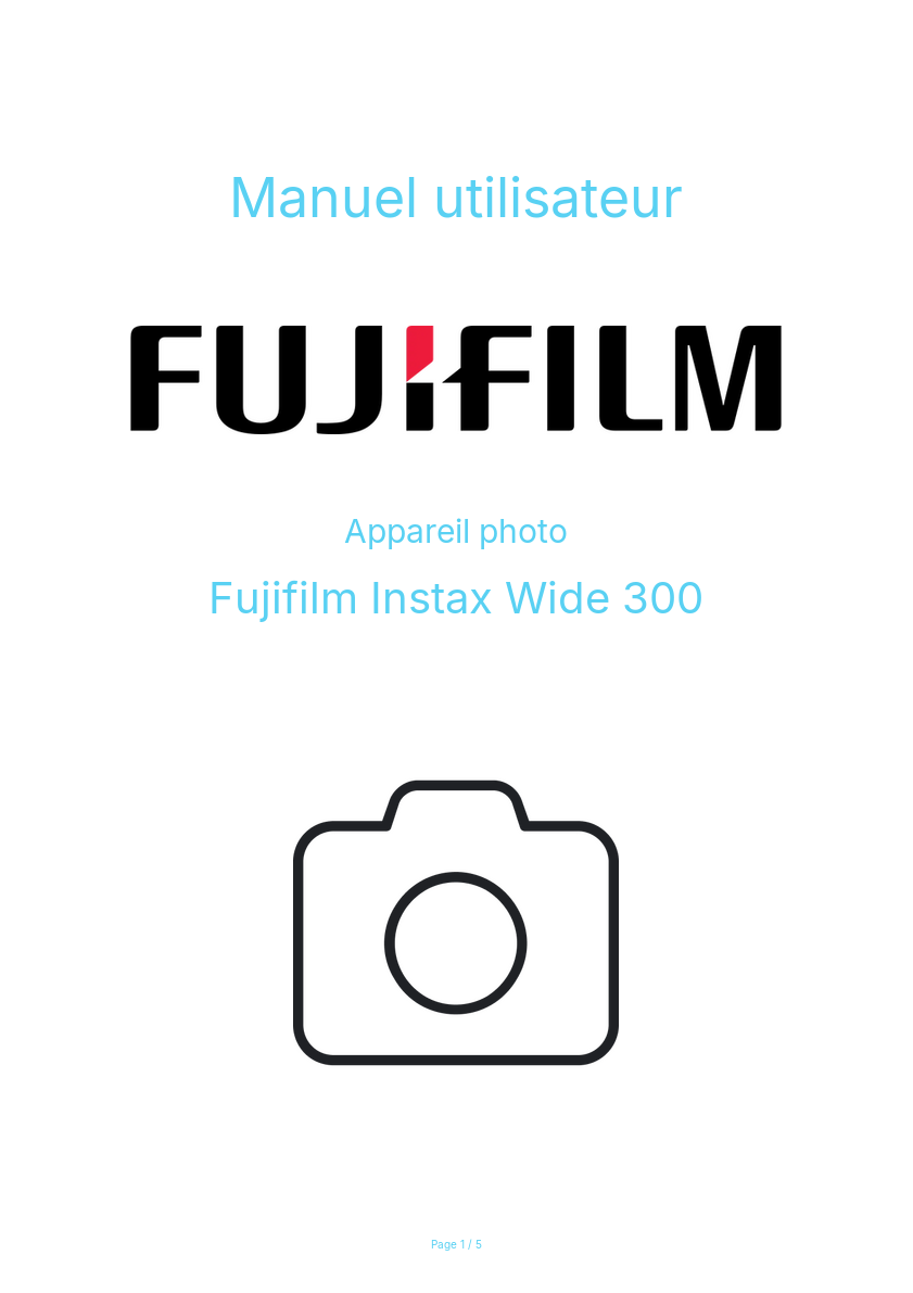 Image de la première page du manuel de l'appareil Instax Wide 300