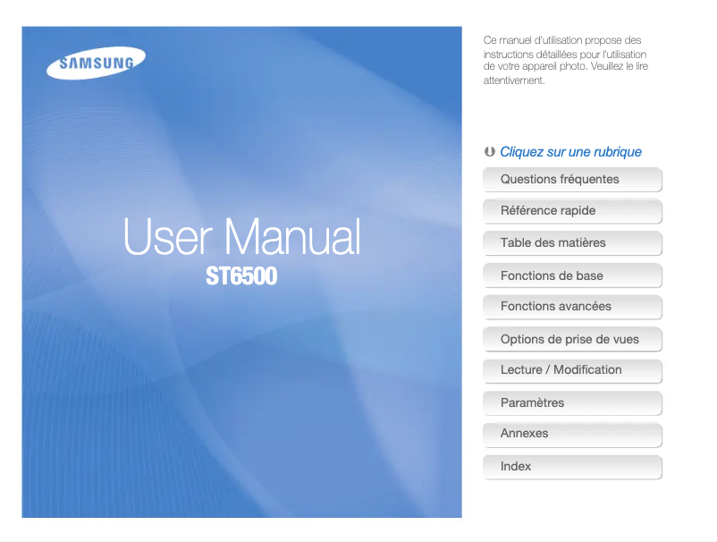 Page 1 de la notice Manuel utilisateur Samsung ST65