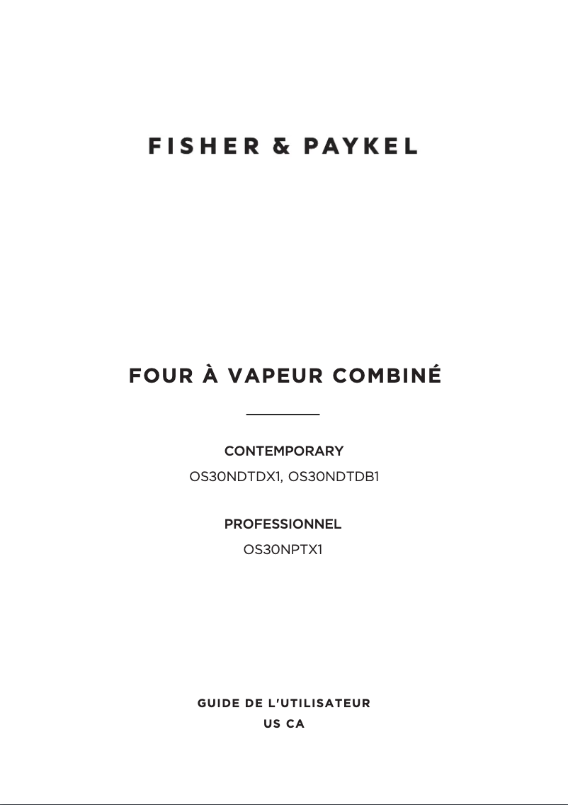 Page 1 de la notice Manuel utilisateur Fisher & Paykel OS30NDTDX1