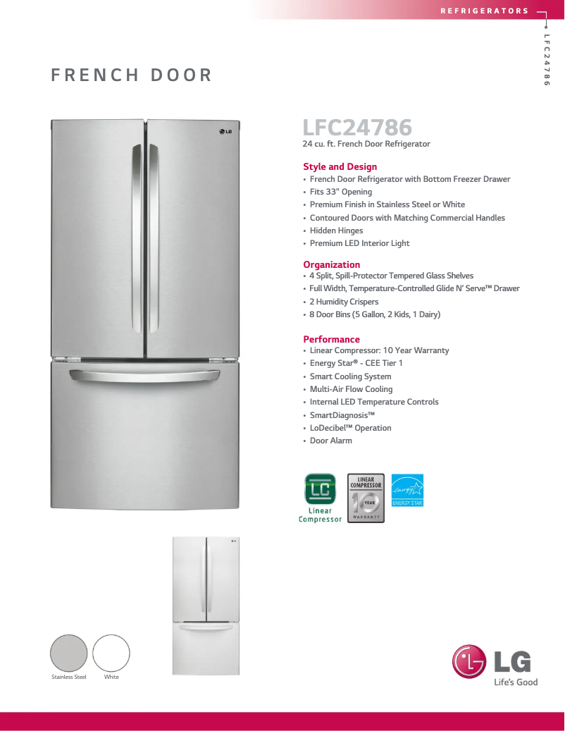 Página 1 del manual Ficha técnica LG LFC24786ST