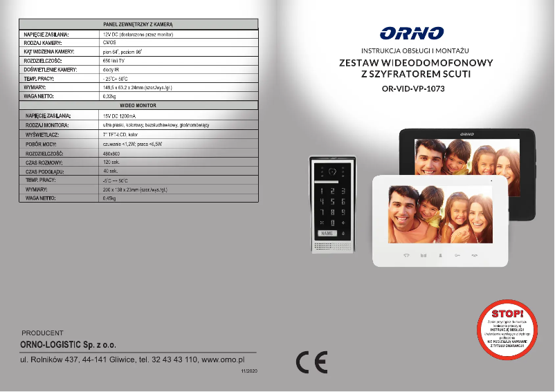 Page 1 de la notice Manuel utilisateur Vibell OR-VID-VP-1073