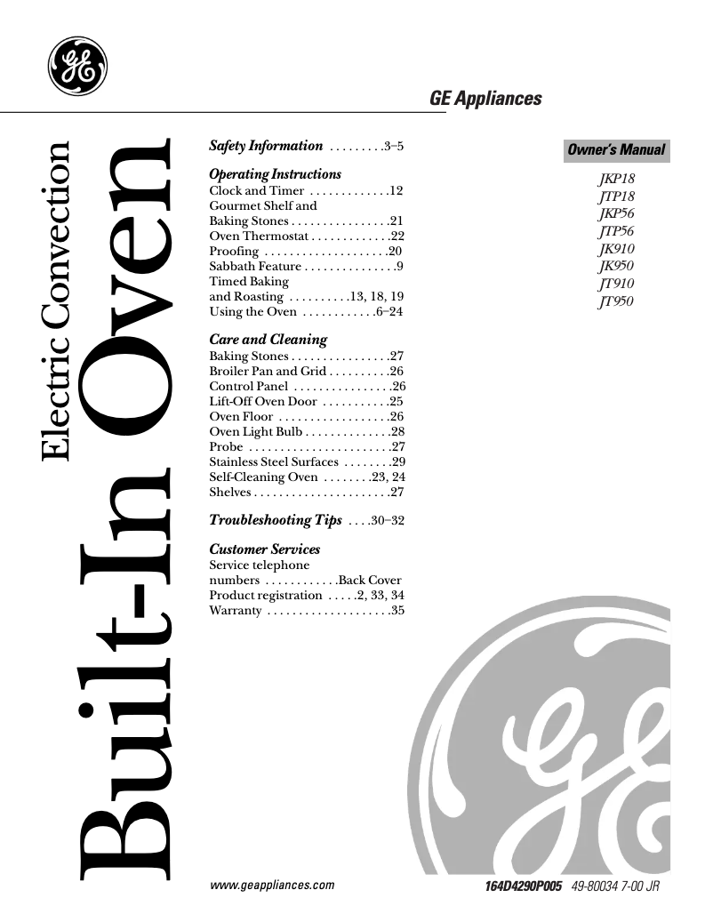 Page 1 de la notice Manuel d'utilisation et d'entretien GE Profile Performance JT910CACC