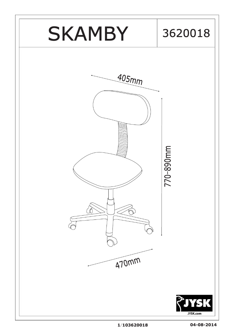 Page 1 de la notice Manuel utilisateur JYSK Skamby