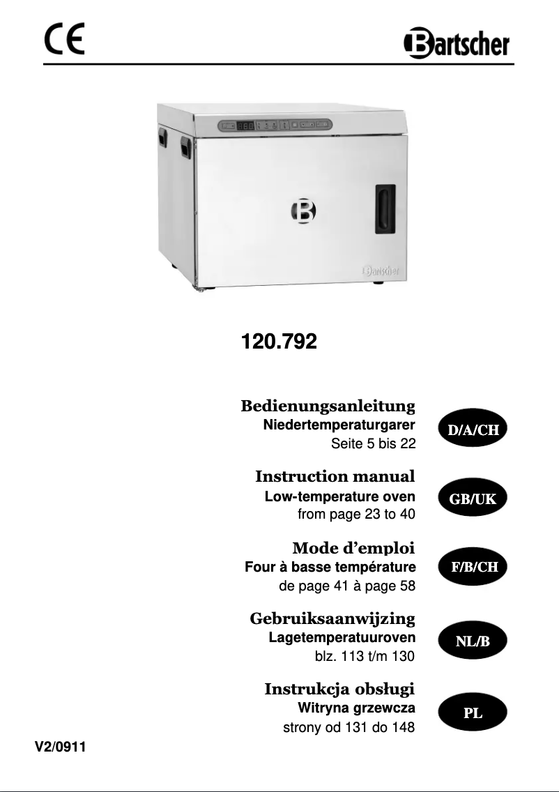 Page n°1 - Manuel utilisateur Bartscher 120792