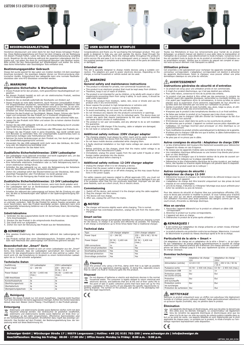 Page n°1 - Manuel utilisateur Schwaiger LSET200 513