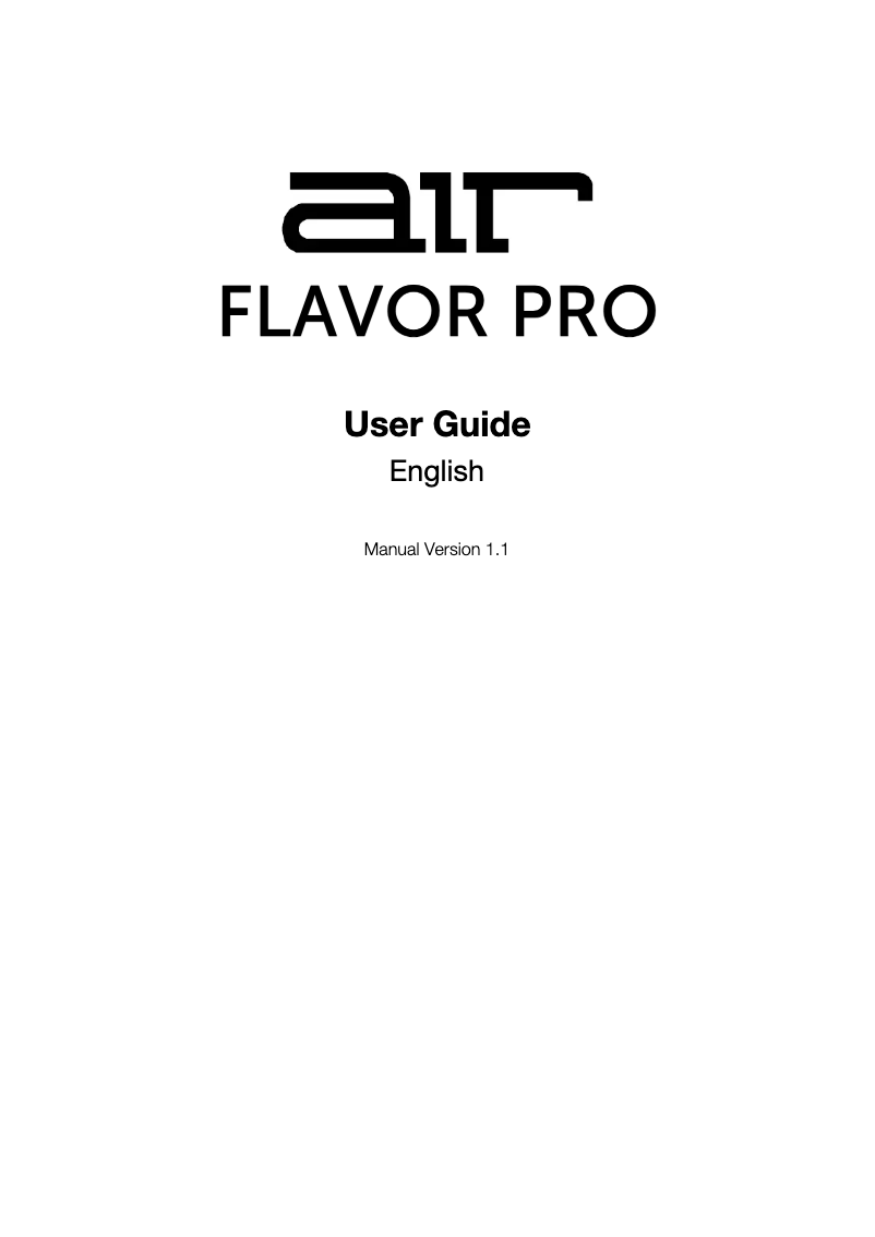 Page n°1 - Manuel utilisateur AIR Flavor Pro