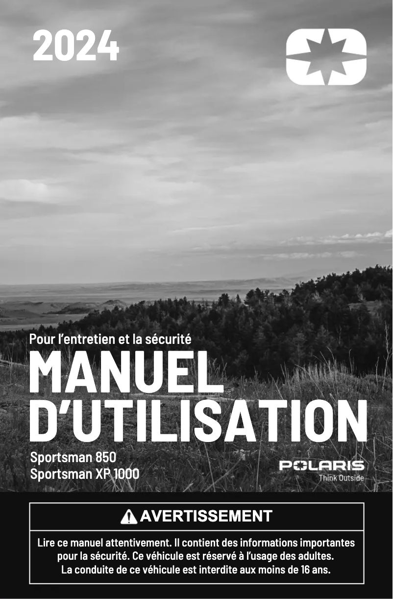 Page n°1 - Manuel utilisateur Polaris Sportsman XP 1000 Hunt Edition (2024)