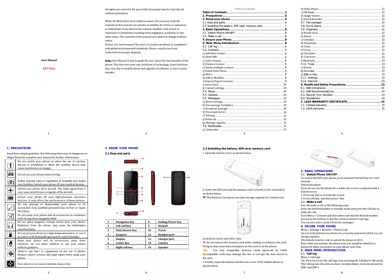 Page 1 de la notice Manuel utilisateur Lava KKT Ultra