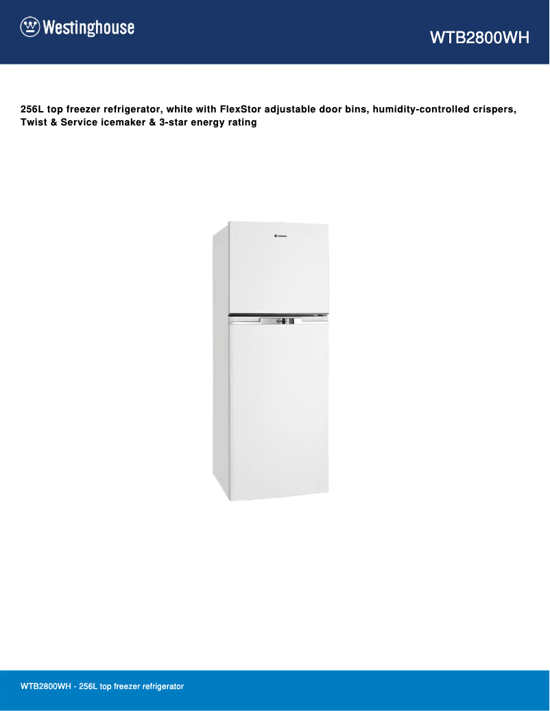 Image de la première page du manuel de l'appareil WTB2800WH