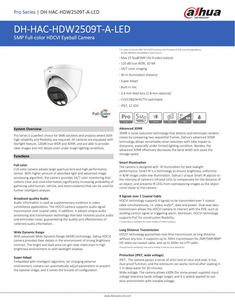 Image de la première page du manuel de l'appareil HAC-HDW2509T-A-LED