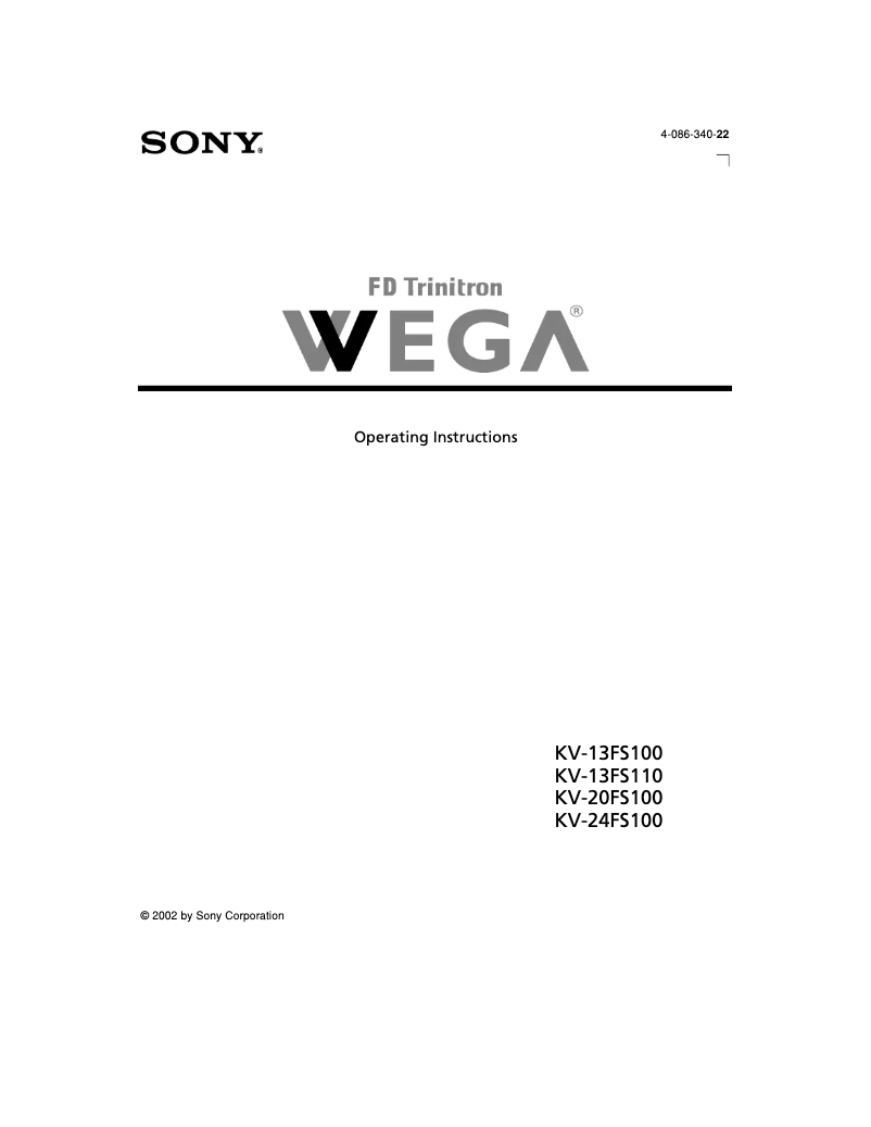 Page 1 de la notice Manuel utilisateur Sony KV-13FS100