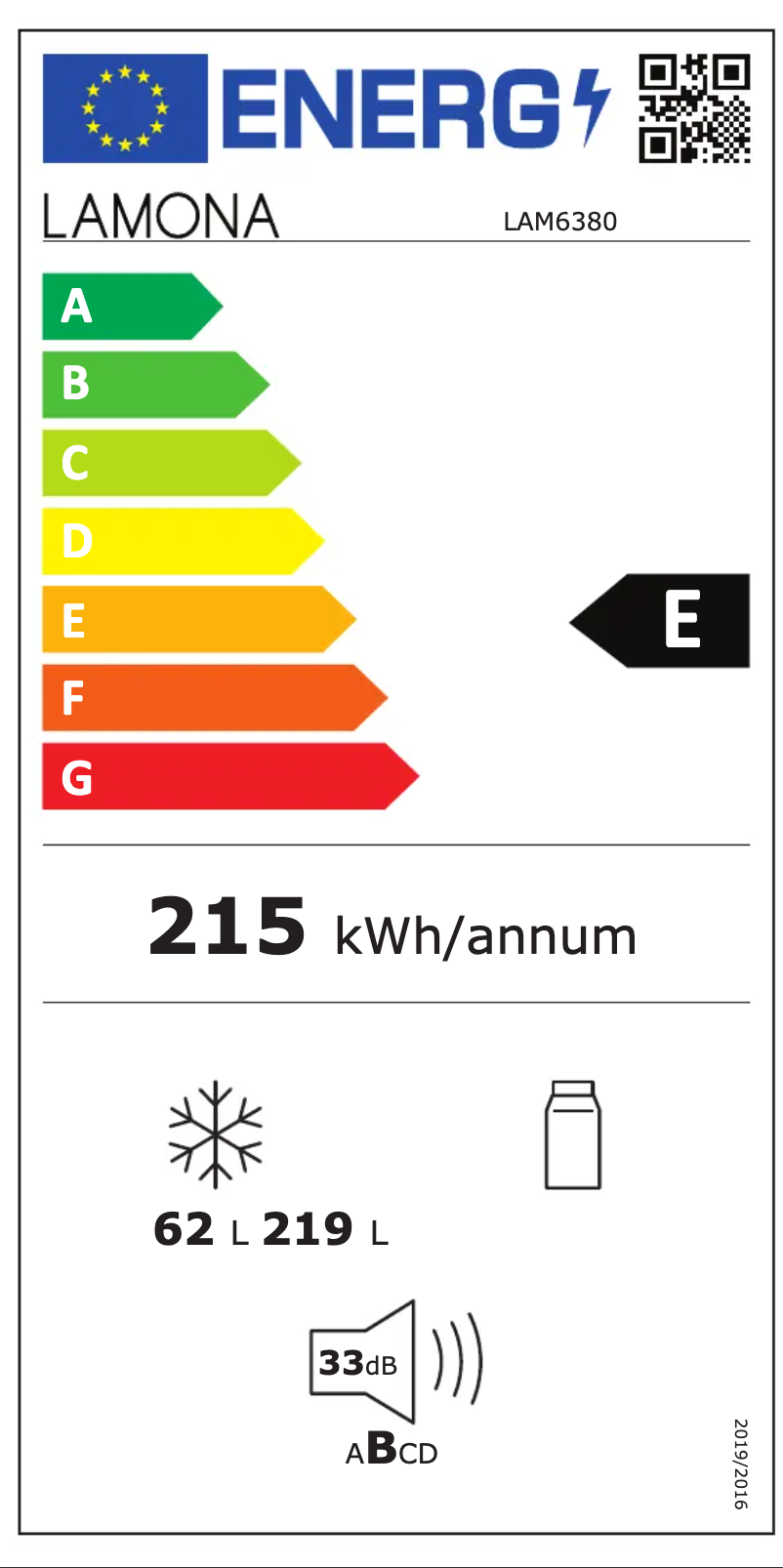 Page n°1 - Label énergétique Lamona LAM6380